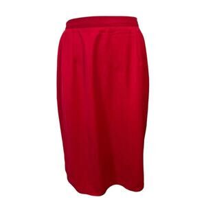 Benard Holtzman Women's 14 Classic Red Wool Midi Pencil Skirt